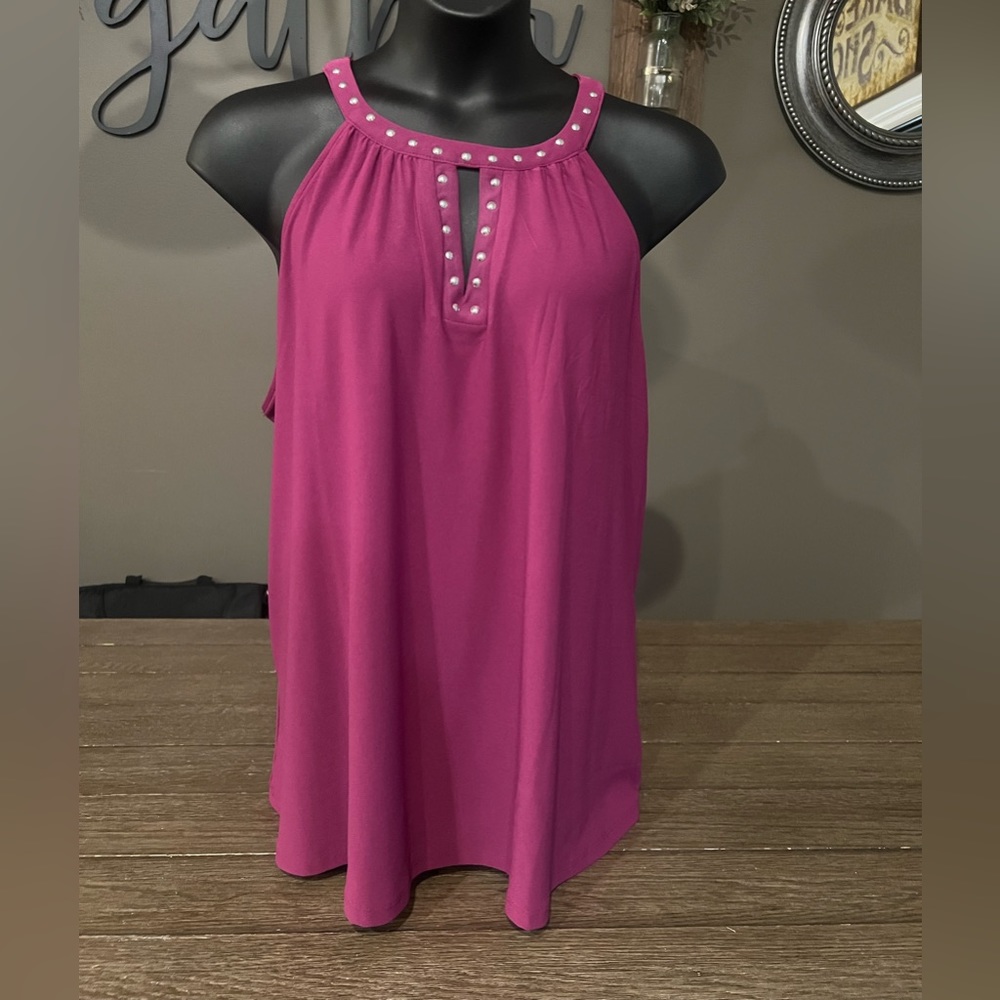 Studded Faux Halter Tank